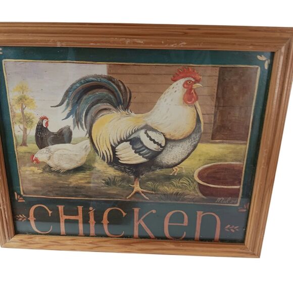 Vintage Chicken and Hen Pictures Framed Prints Farmhouse Country 9" X 11" Two - Picture 5 of 10